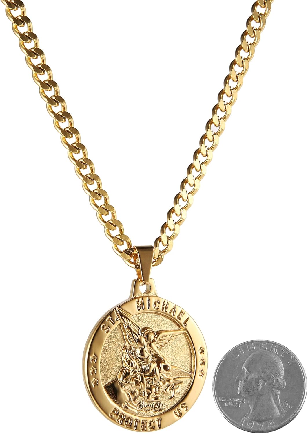 The Archangel Medal Stainless Steel Amulet Pendant Necklace