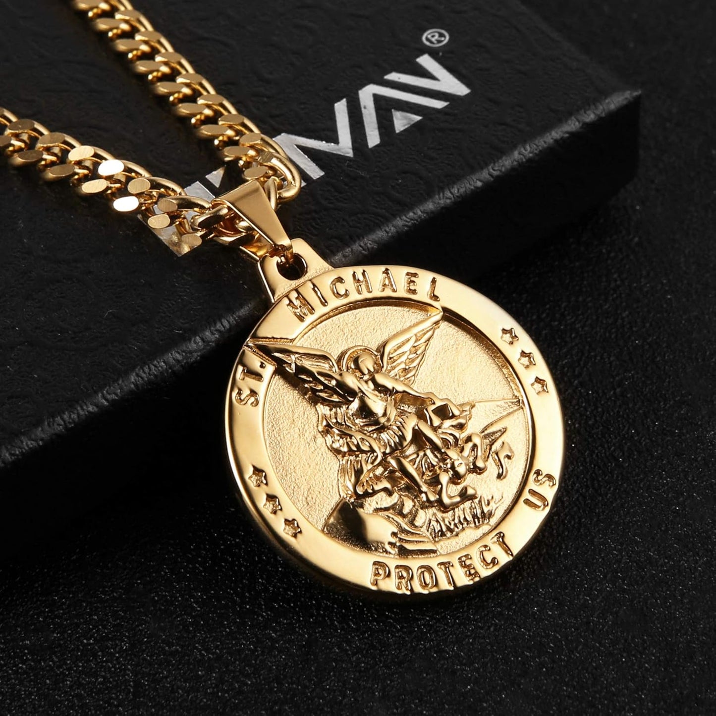 The Archangel Medal Stainless Steel Amulet Pendant Necklace