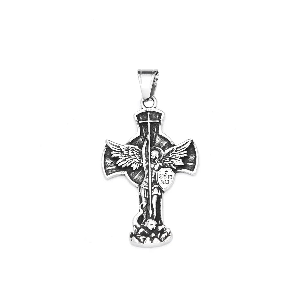 New Vintage St. Michael Archangel Pendant Stainless Steel
