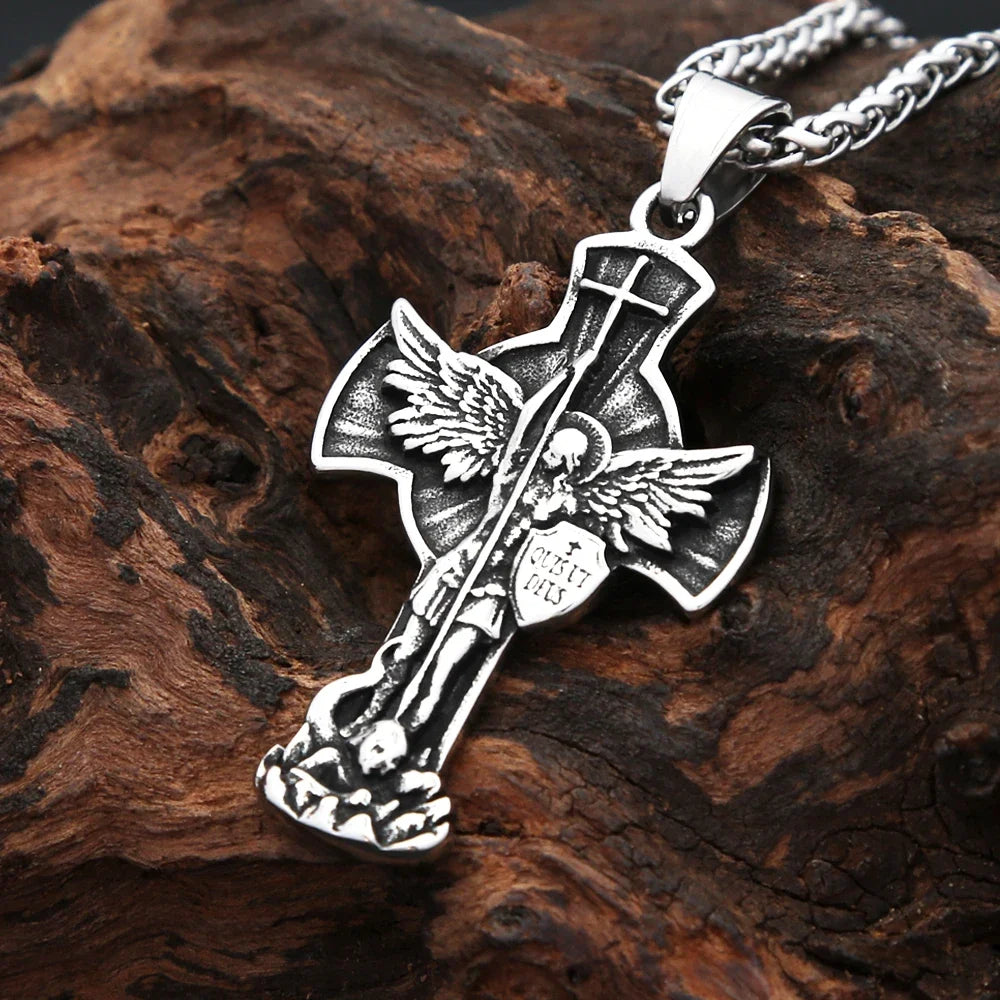 New Vintage St. Michael Archangel Pendant Stainless Steel