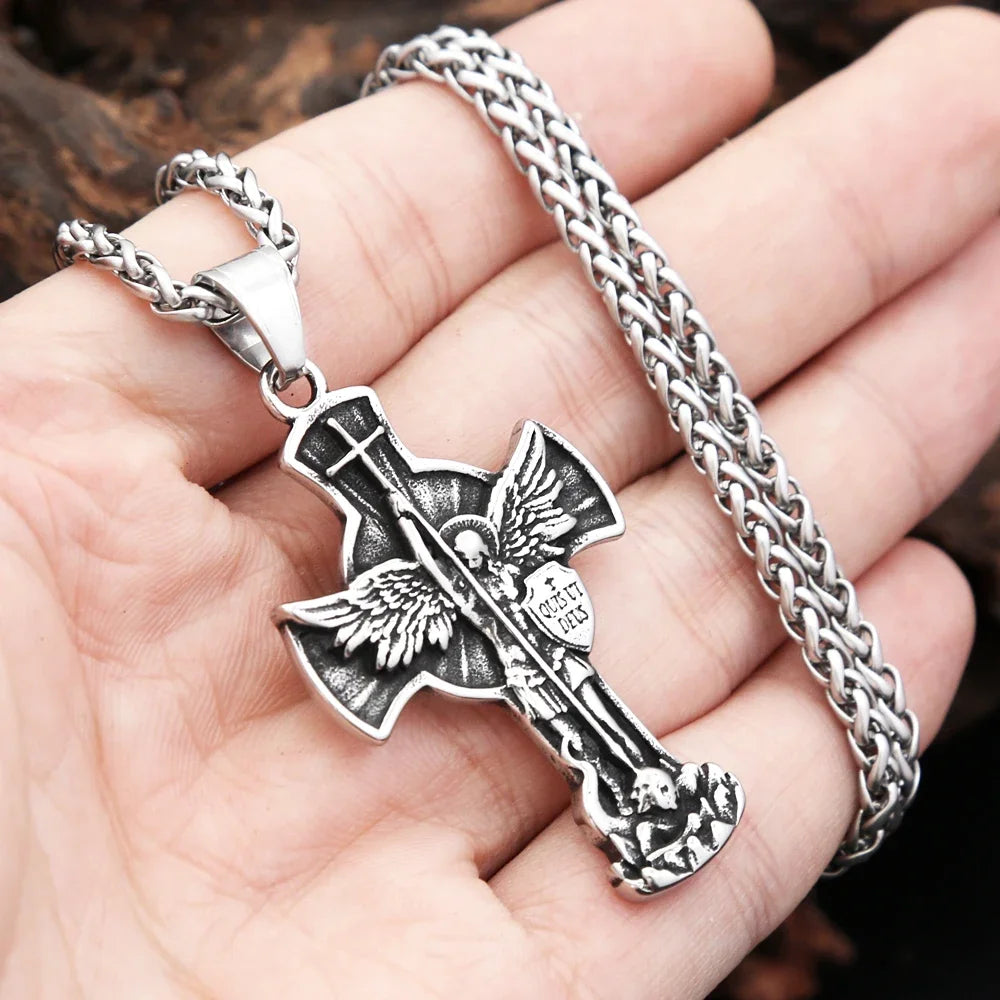 New Vintage St. Michael Archangel Pendant Stainless Steel