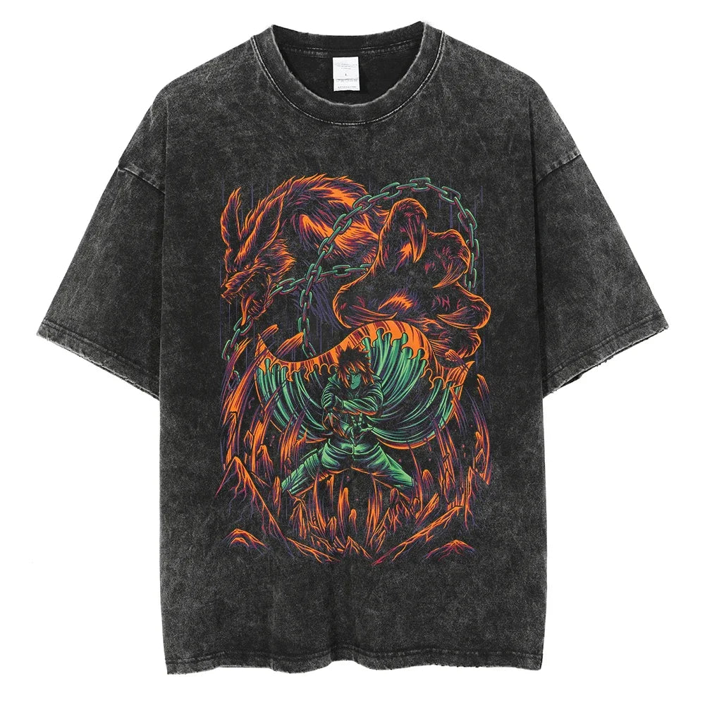 Vintage T-shirt Men Streetwear Harajuku Japanese Anime