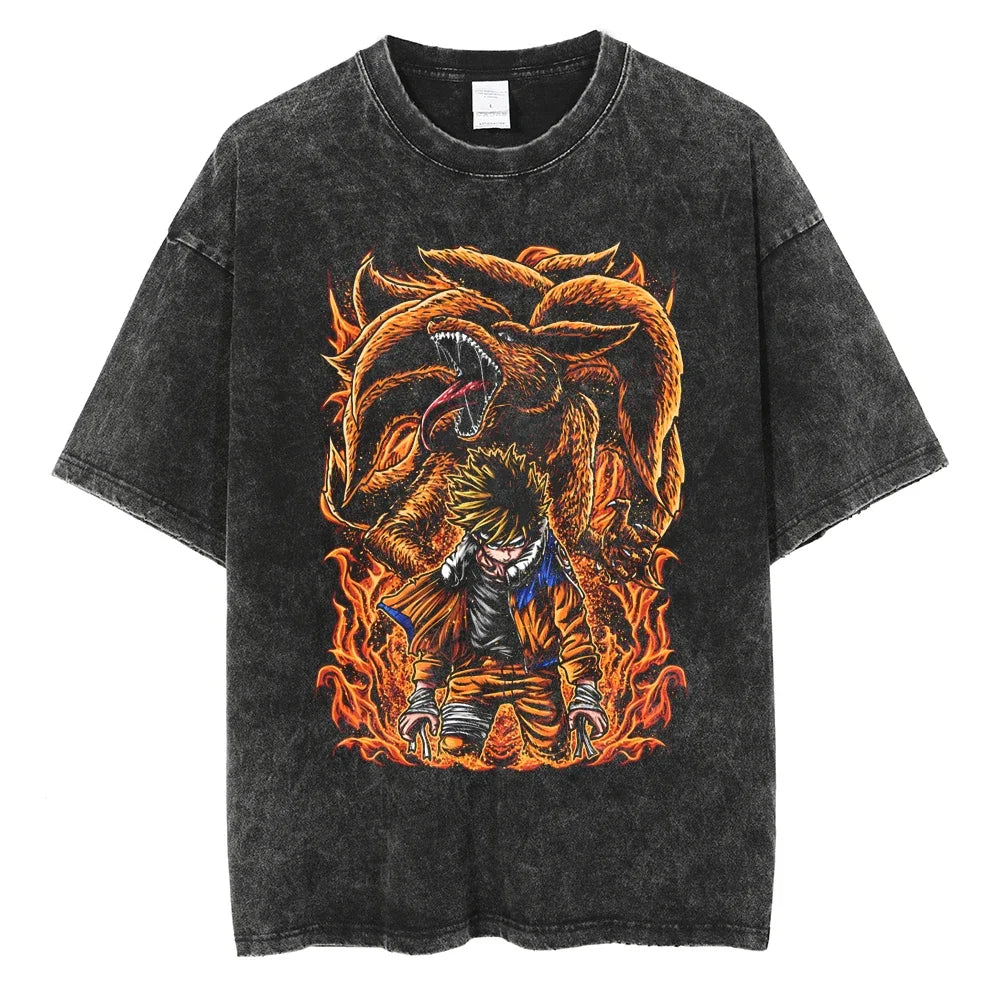 Vintage T-shirt Men Streetwear Harajuku Japanese Anime