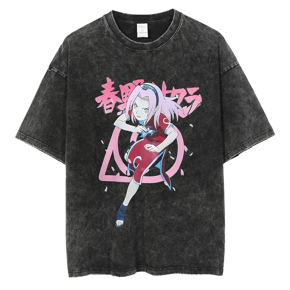 Vintage T-shirt Men Streetwear Harajuku Japanese Anime