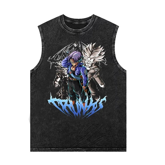Dragon Ball Anime Sleeveless Shirt Y2k Vintage Washed Oversized