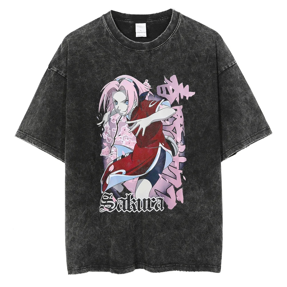Vintage T-shirt Men Streetwear Harajuku Japanese Anime