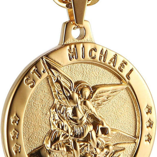 The Archangel Medal Stainless Steel Amulet Pendant Necklace
