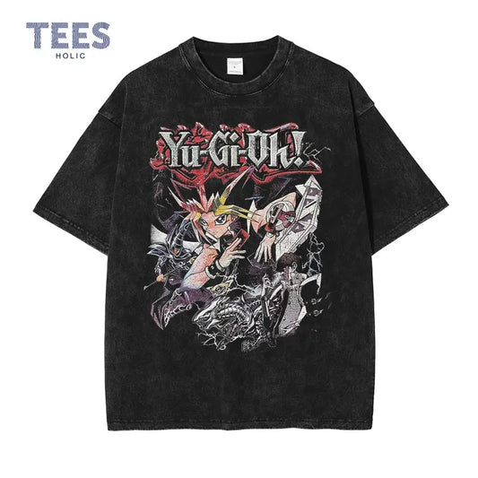 Yu Gi Oh T Shirts Men Retro Vintage Washed