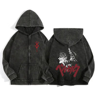Anime Berserk Wash Zip Up Hoodie