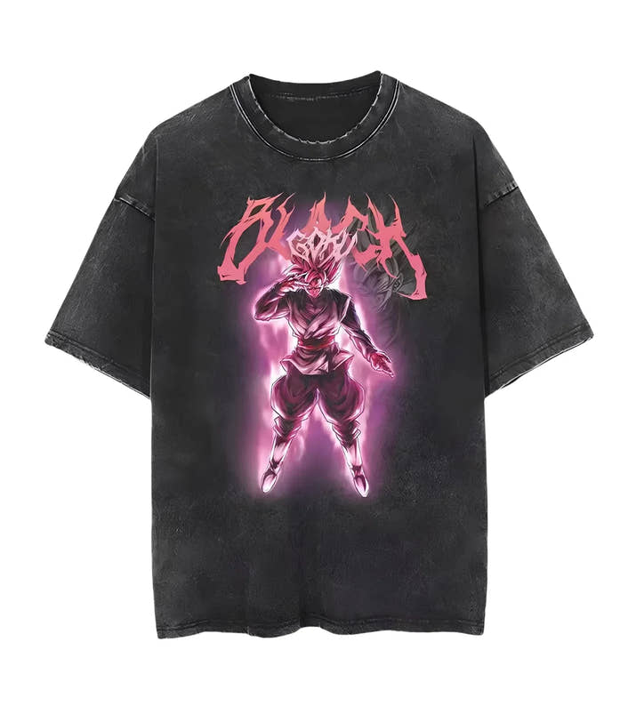 Anime Dragon Ball Z Vegeta Vintage Wash T-Shirt Short Sleeve Loose