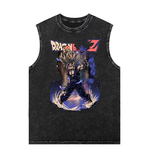 Dragon Ball Anime Sleeveless Shirt Y2k  Vintage Washed Oversized