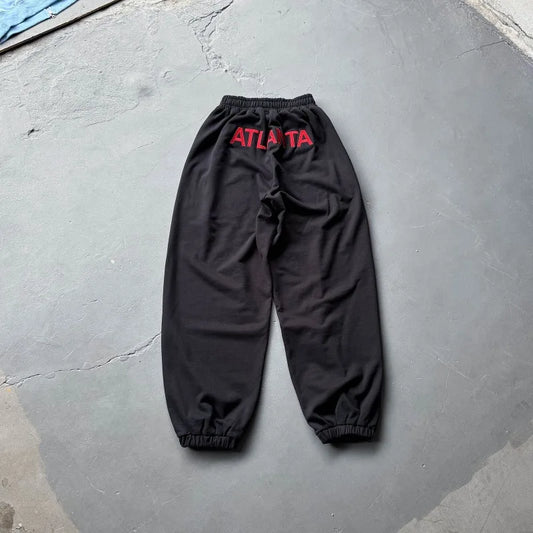 Embroidery Angel War Horse Digit 6 Label Sweatpants