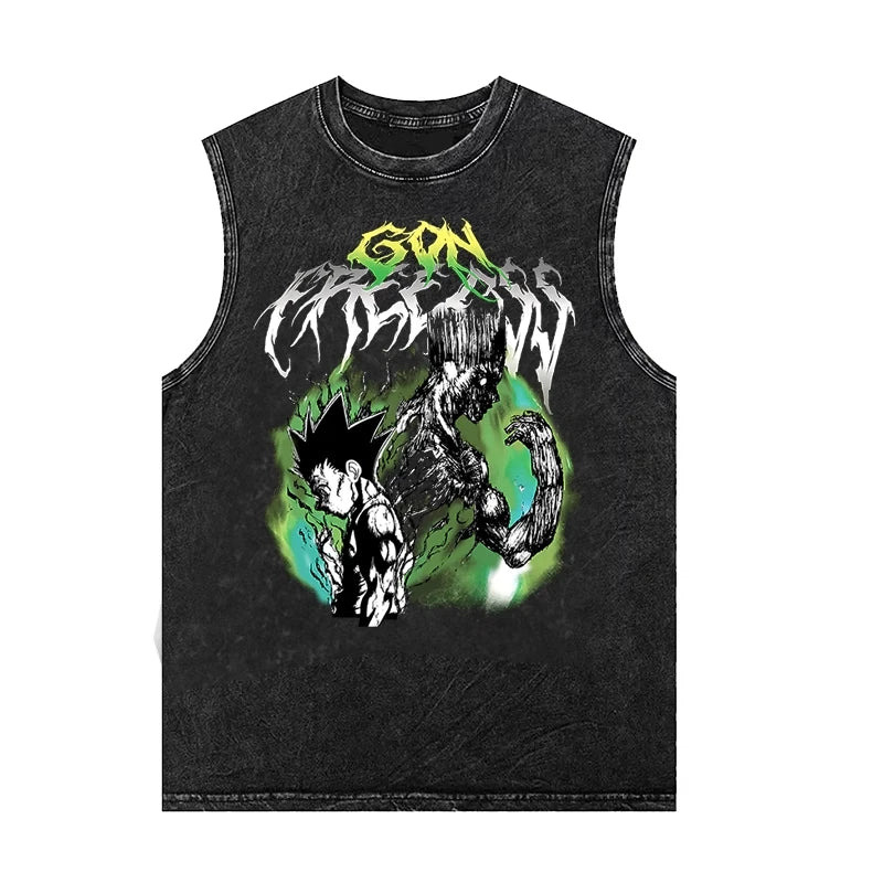 Dragon Ball Anime Sleeveless Shirt Y2k  Vintage Washed Oversized