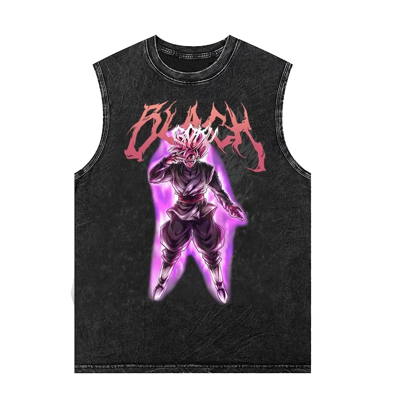 Dragon Ball Anime Sleeveless Shirt Y2k  Vintage Washed Oversized