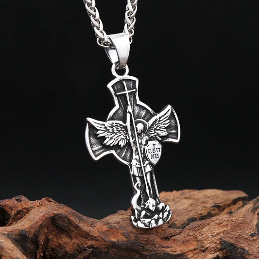 New Vintage St. Michael Archangel Pendant Stainless Steel