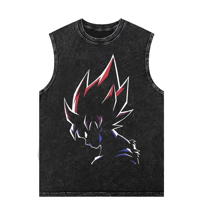 Dragon Ball Anime Sleeveless Shirt Y2k  Vintage Washed Oversized