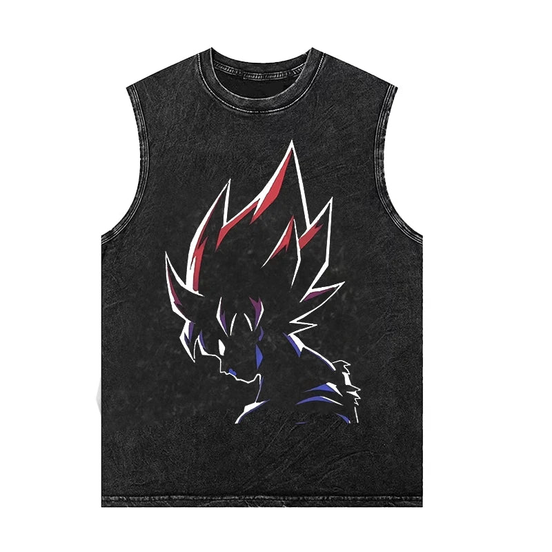 Dragon Ball Anime Sleeveless Shirt Y2k  Vintage Washed Oversized