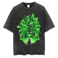 Anime Dragon Ball Z Vegeta Vintage Wash T-Shirt Short Sleeve Loose